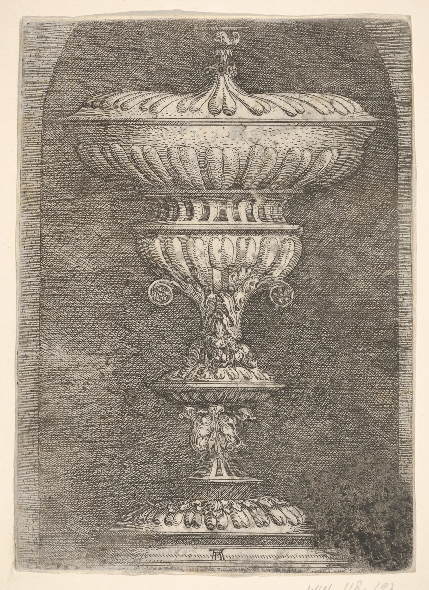 Covered Goblet in a Niche by Albrecht Altdorfer, print, 1500-1538