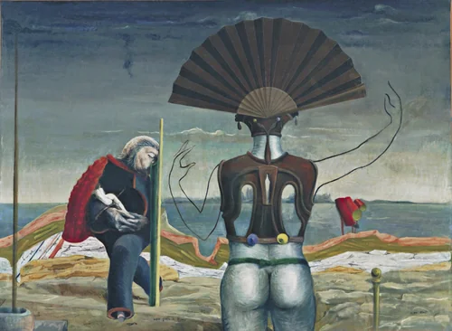 Woman, Old Man, and Flower (Weib, Greis und Blume) by Max Ernst, painting, 1923