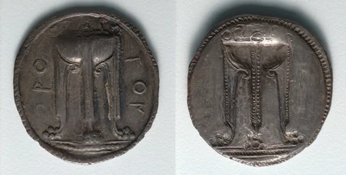 Stater: Tripod (obverse); Tripod Incuse (reverse) by Unknown, metalwork, -535--505