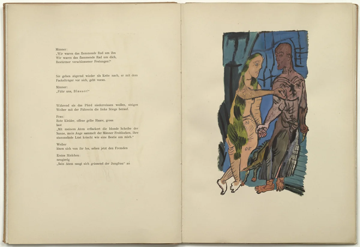 Plate (folio 4) from Mörder, Hoffnung der Frauen (Murderer, Hope of Women) by Oskar Kokoschka, illustrated book, 1916