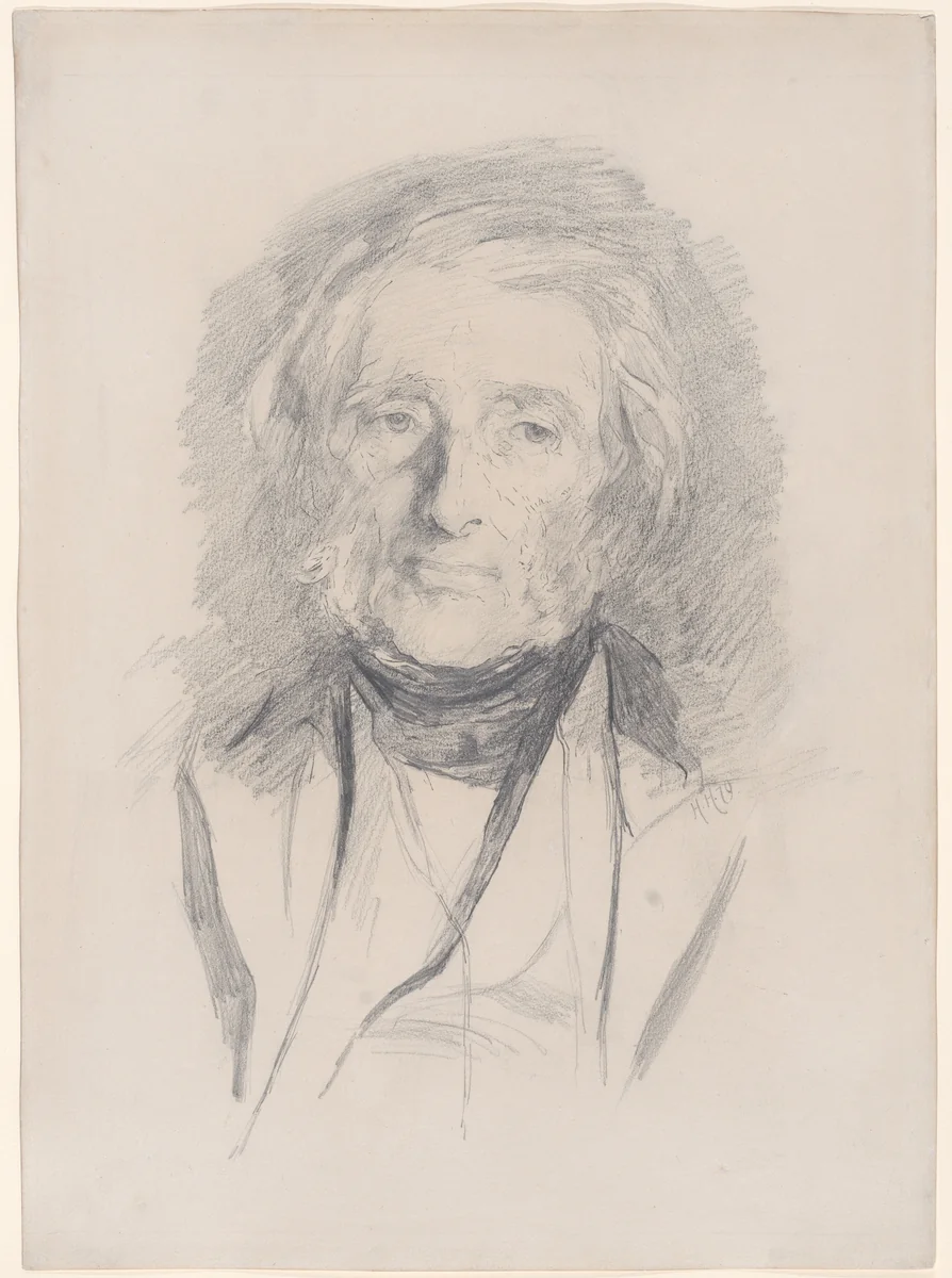 Portrait of John Ruskin by Hubert von Herkomer, drawing, 1879-1881