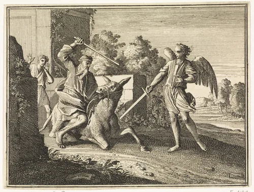 Bileam (Balaäm) en de engel by Caspar Luyken, print, 1712