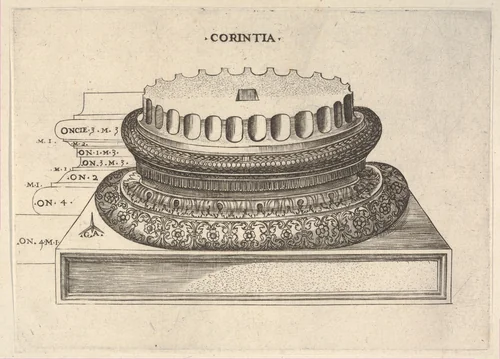 Corinthian Base by Monogrammist G.A. with the Caltrop, print, 1525-1545