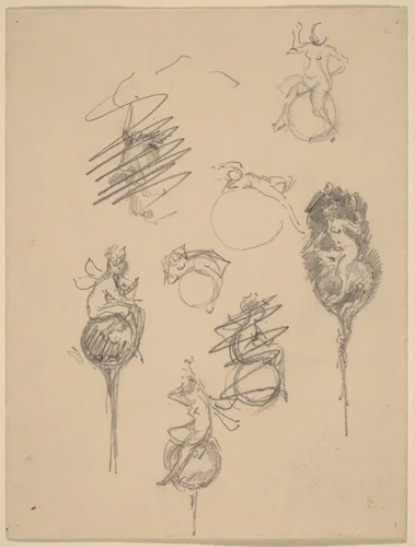 Studies for Jewelry Designs [recto] by Beatrix Godwin Whistler, drawing, 1850-1900