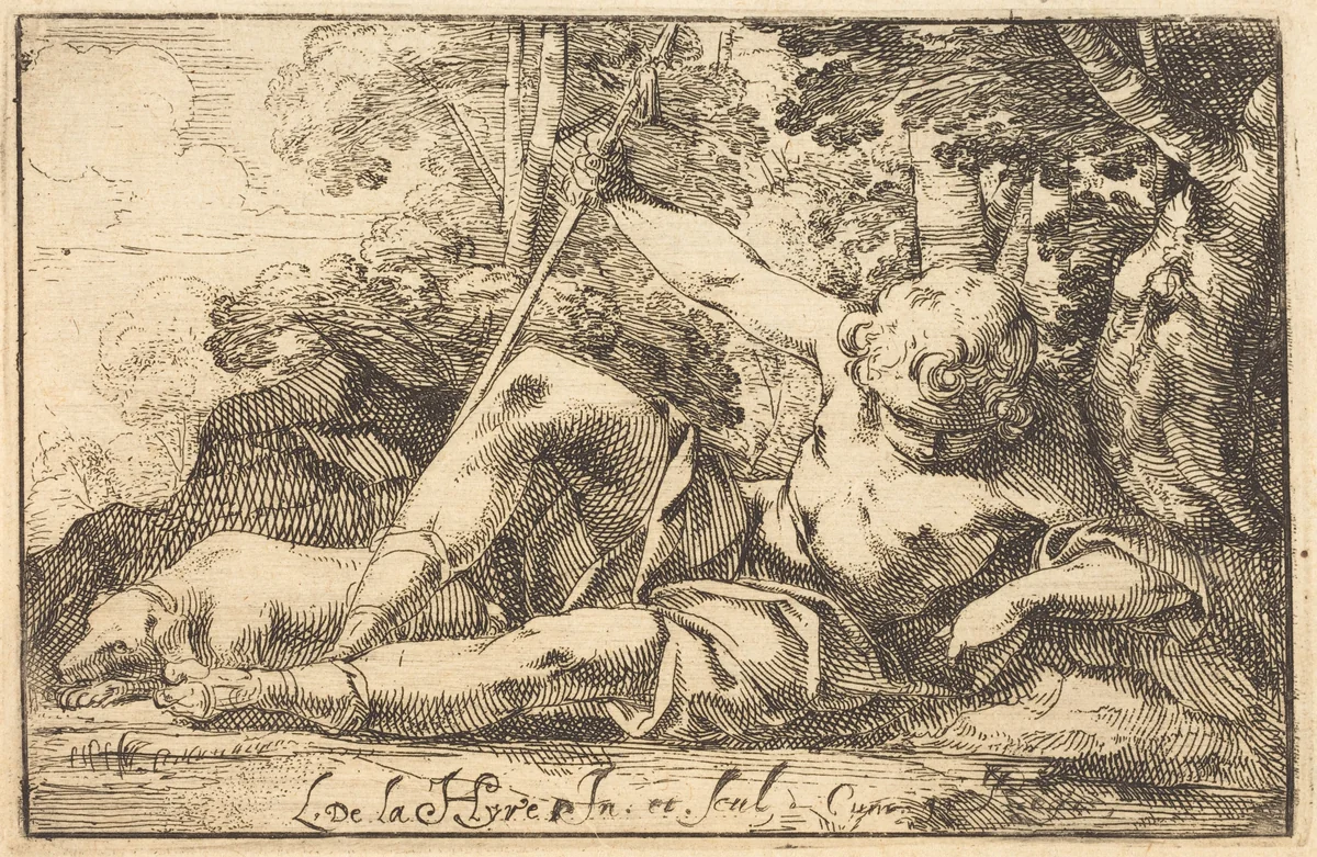 Narcissus at the Spring by Laurent de La Hyre, print, 1620-1630