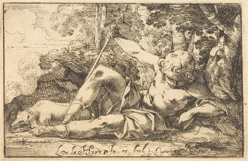 Narcissus at the Spring by Laurent de La Hyre, print, 1620-1630