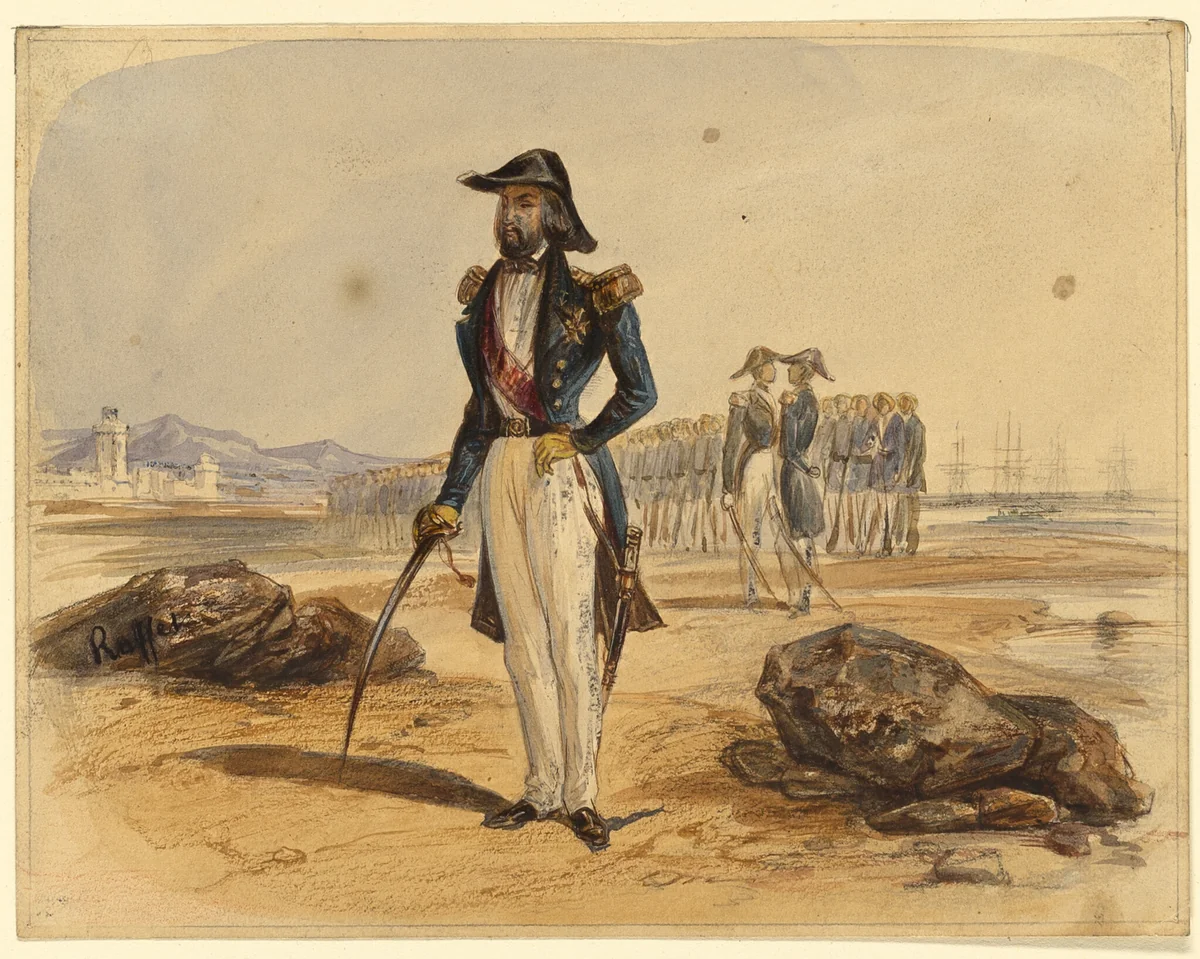 General with Troops in Background by Denis Auguste Marie Raffet, painting, 1824-1860