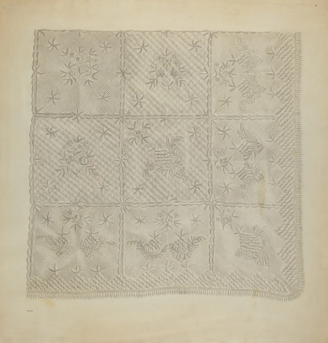 Quilted Coverlet by A. Zimet, index of american design, 1938