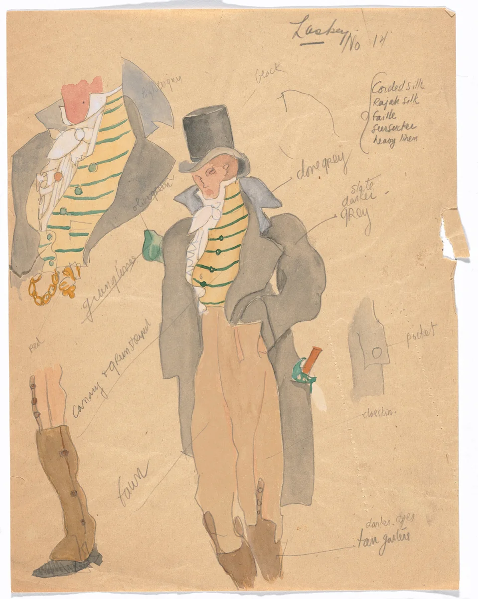 Costume design for the ballet Promenade by Forrest Thayer, drawing, 1936