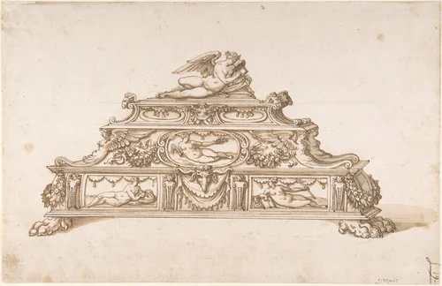 Design for an Inkstand by Ottavio Strada, drawing, 1540-1560