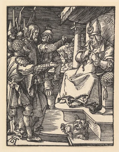 Christ before Caiaphas, from "The Small Passion" by Albrecht Dürer, print, 1508-1509