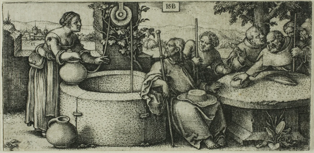Christ and the Woman of Samaria by Sebald Beham, print, 1520-1550