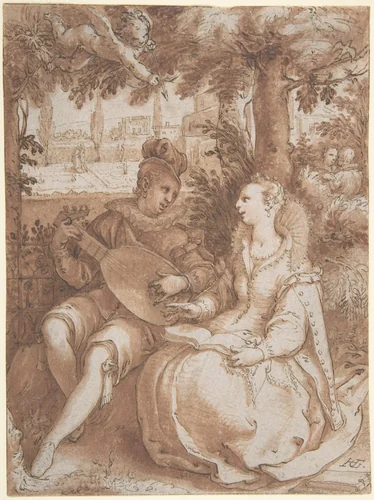 Spring, Drawing for Engraving of the Same Subject by Hendrick Goltzius, drawing, 1589-1599