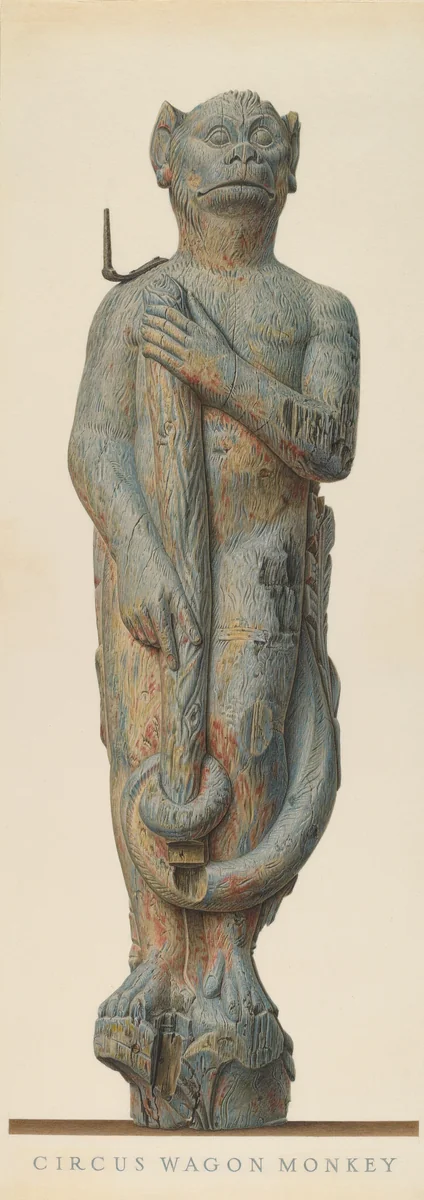 Circus Wagon Monkey by John Matulis, index of american design, 1939