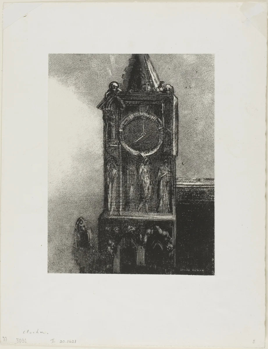 A Bell in the Tower Was Ringing the Hour, plate 4 from Edmond Picard's Le Jure by Odilon Redon, print, 1887