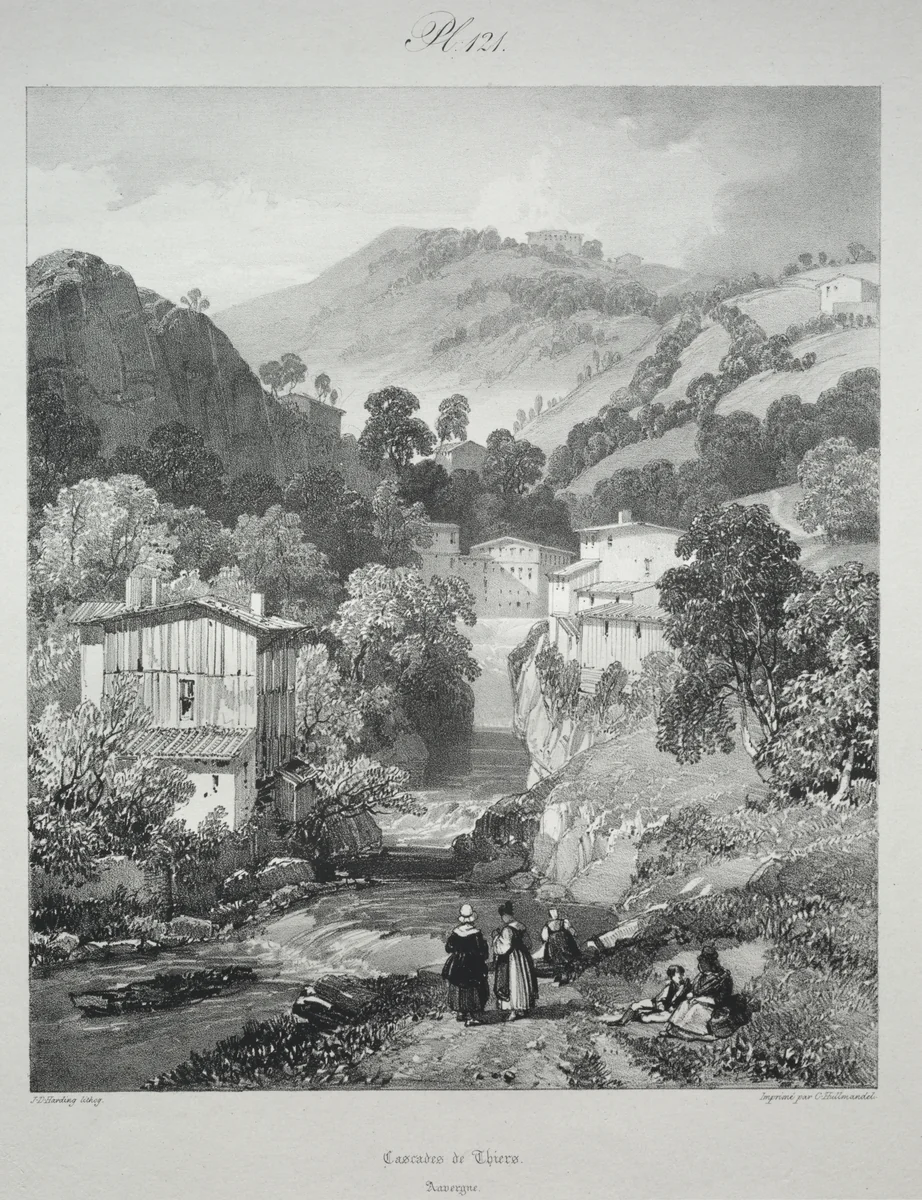 Voyages pittoresques et romantiques dans l'ancienne France. Auvergne: Cascades de Thiers by James Duffield Harding, print, 1825