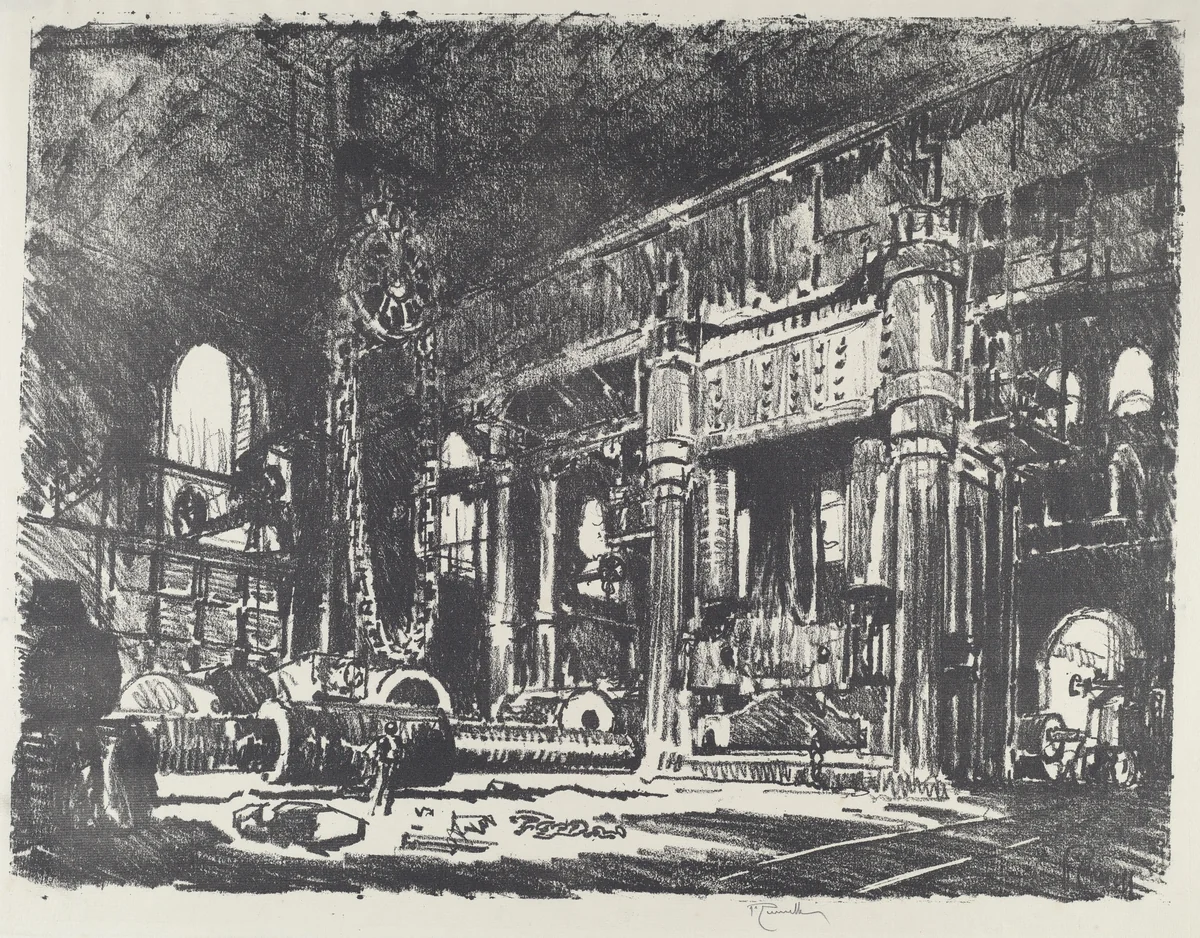 The Gun Forge by Joseph Pennell, print, 1916