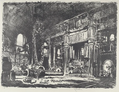 The Gun Forge by Joseph Pennell, print, 1916