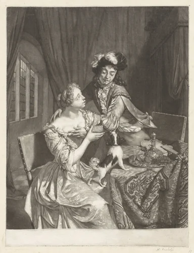 Het verliefde vergrijp by Nicolaas Verkolje, print, 1694-1726