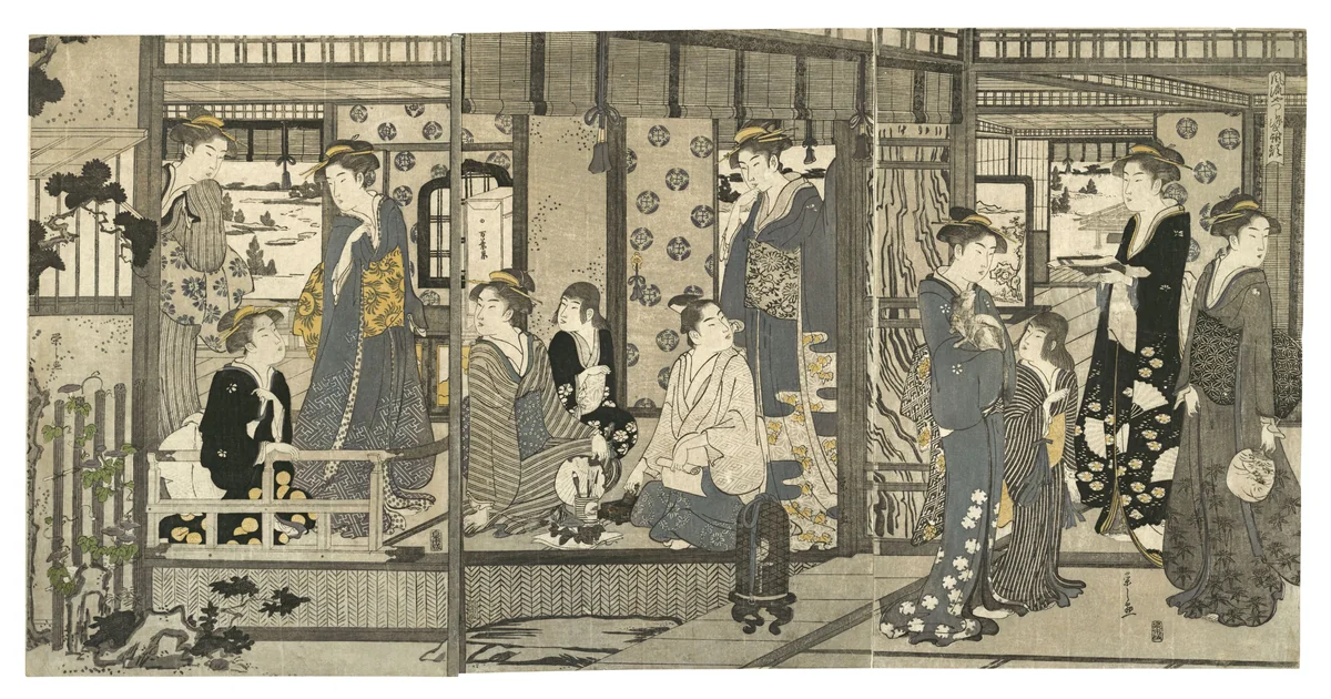 Bellflowers (Asagao), from the series Genji in Fashionable Modern Guise (Fūryū yatsushi Genji: Asagao) by Chōbunsai Eishi (鳥文斎栄之), print, 1789-1792
