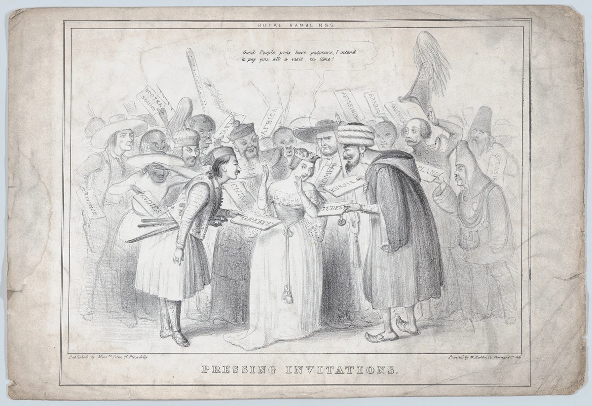 Pressing Invitations by Mssrs. Fores, print, 1839-1845