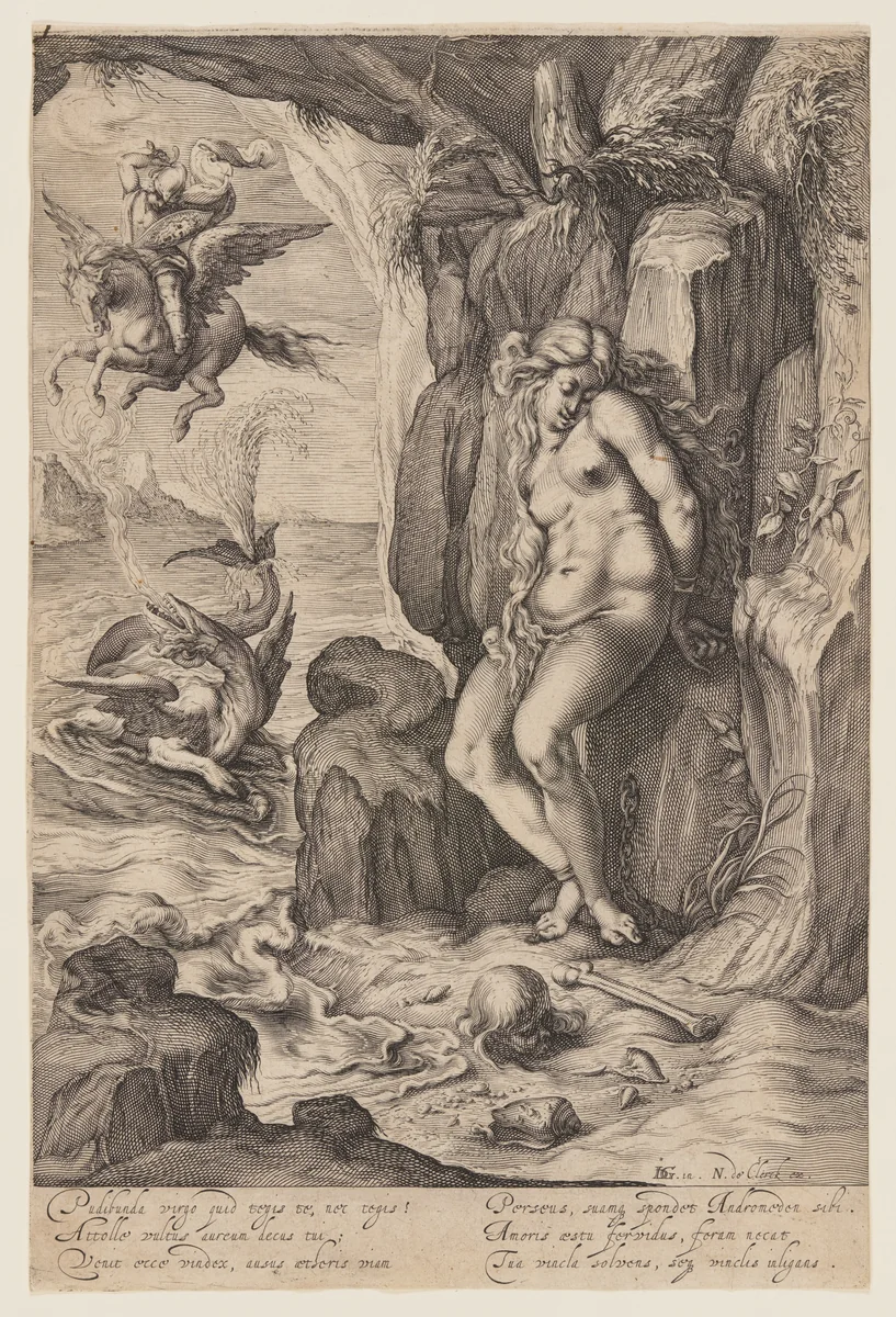 Perseus Liberating Andromeda by Andries Stock, print, 1605-1615