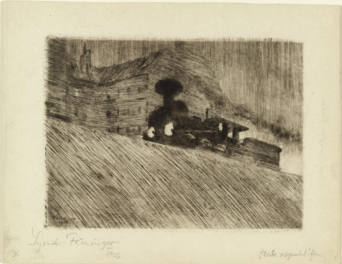 The Locomotive (Die Maschine) by Lyonel Feininger, print, 1906