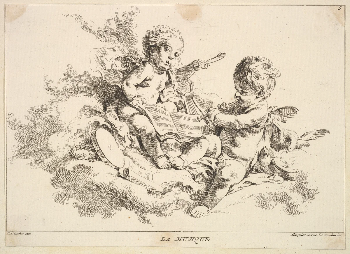 Music by Louis Félix de La Rue, print, 1731-1765