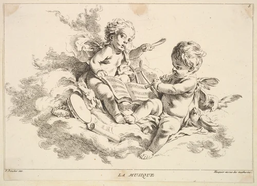 Music by Louis Félix de La Rue, print, 1731-1765