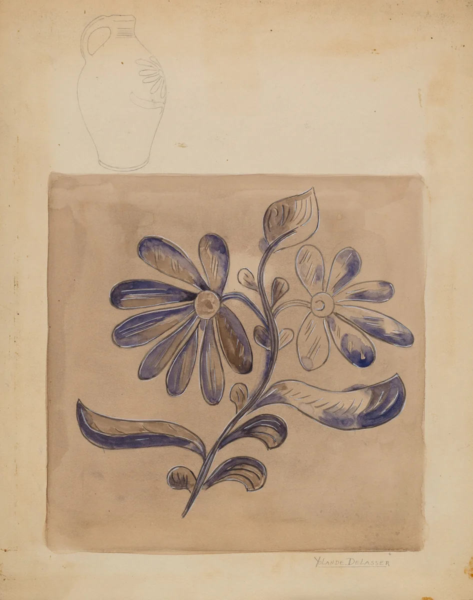 Jug by Yolande Delasser, index of american design, 1936