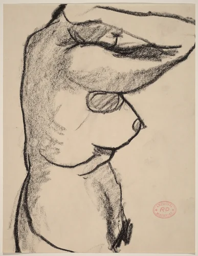 Untitled [side view of nude raising her arms] by Richard Diebenkorn, drawing, 1955-1967