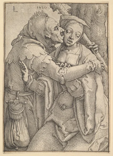 A Fool and a Woman by Lucas van Leyden, print, 1520