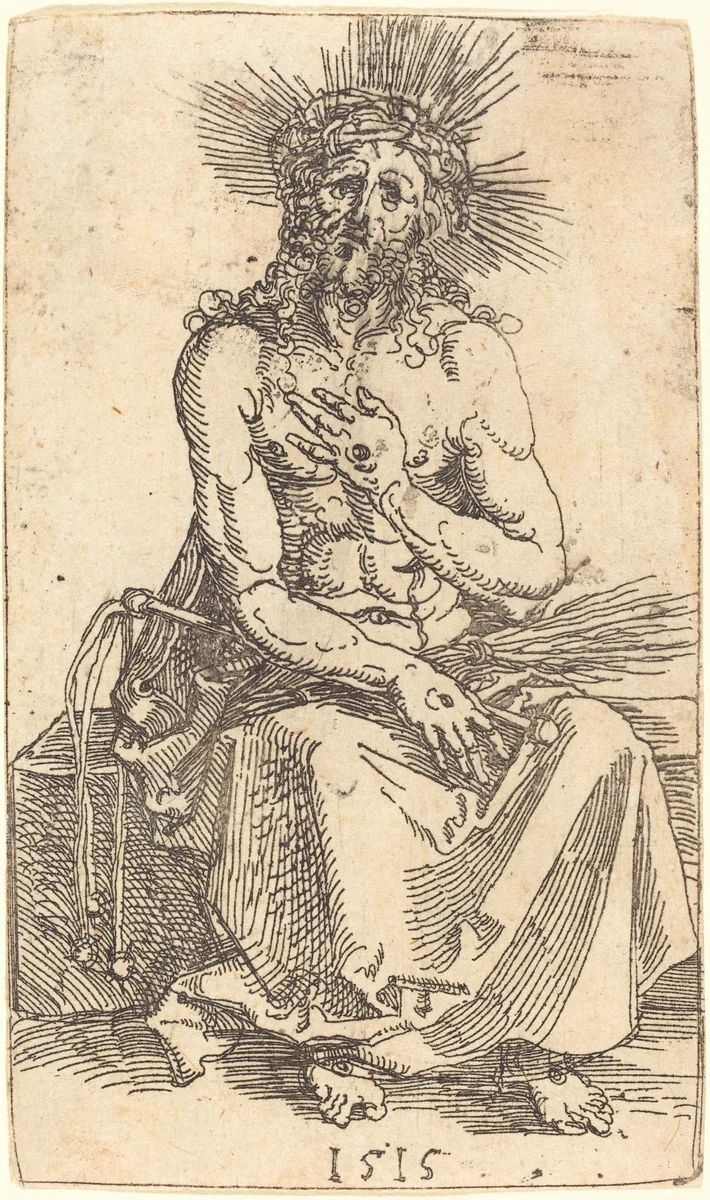 The Man of Sorrows Seated by Albrecht Dürer, print, 1515