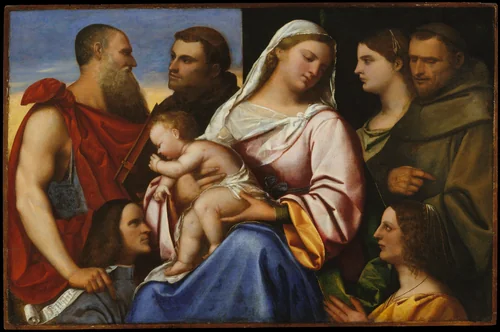 Madonna and Child with Saints and Donors by Sebastiano del Piombo, painting, 1505-1547
