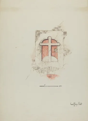 Cross over Main Entrance to Mission by Geoffrey Holt, index of american design, 1937