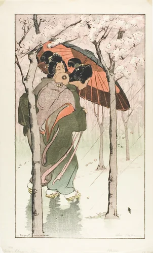 Cherry Blossom Rain by Helen Hyde, print, 1905