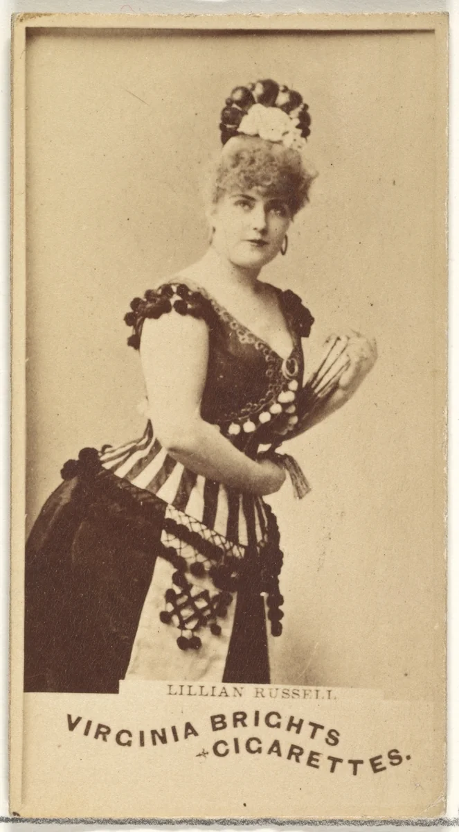 Lillian Russell, from the Actors and Actresses series (N45, Type 1) for Virginia Brights Cigarettes by Allen & Ginter, photograph, 1885-1891