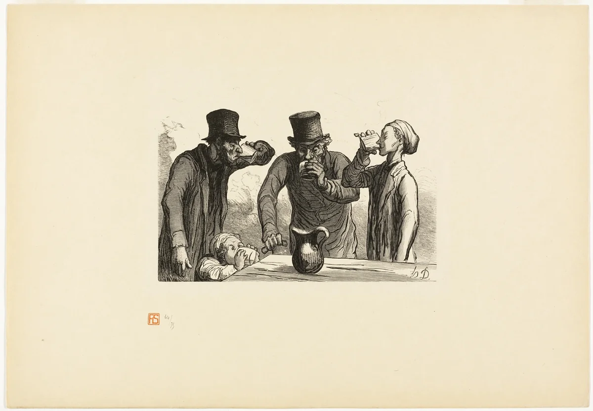Physiology of Drinking: The Four Ages by Charles Maurand, print, 1862