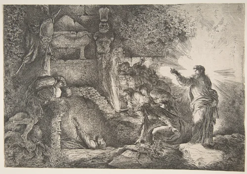 Raising of Lazarus by Giovanni Benedetto Castiglione, print, 1645-1650