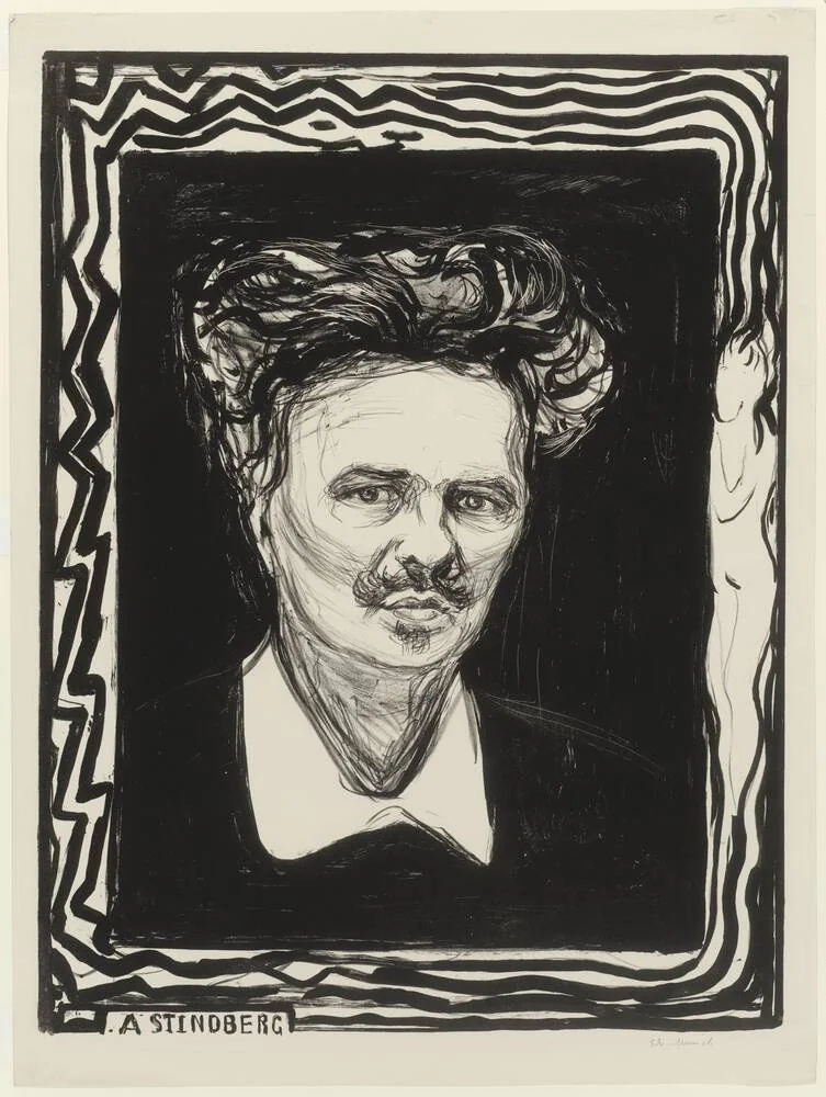 August Strindberg by Edvard Munch, print, 1896