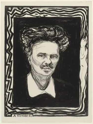 August Strindberg by Edvard Munch, print, 1896
