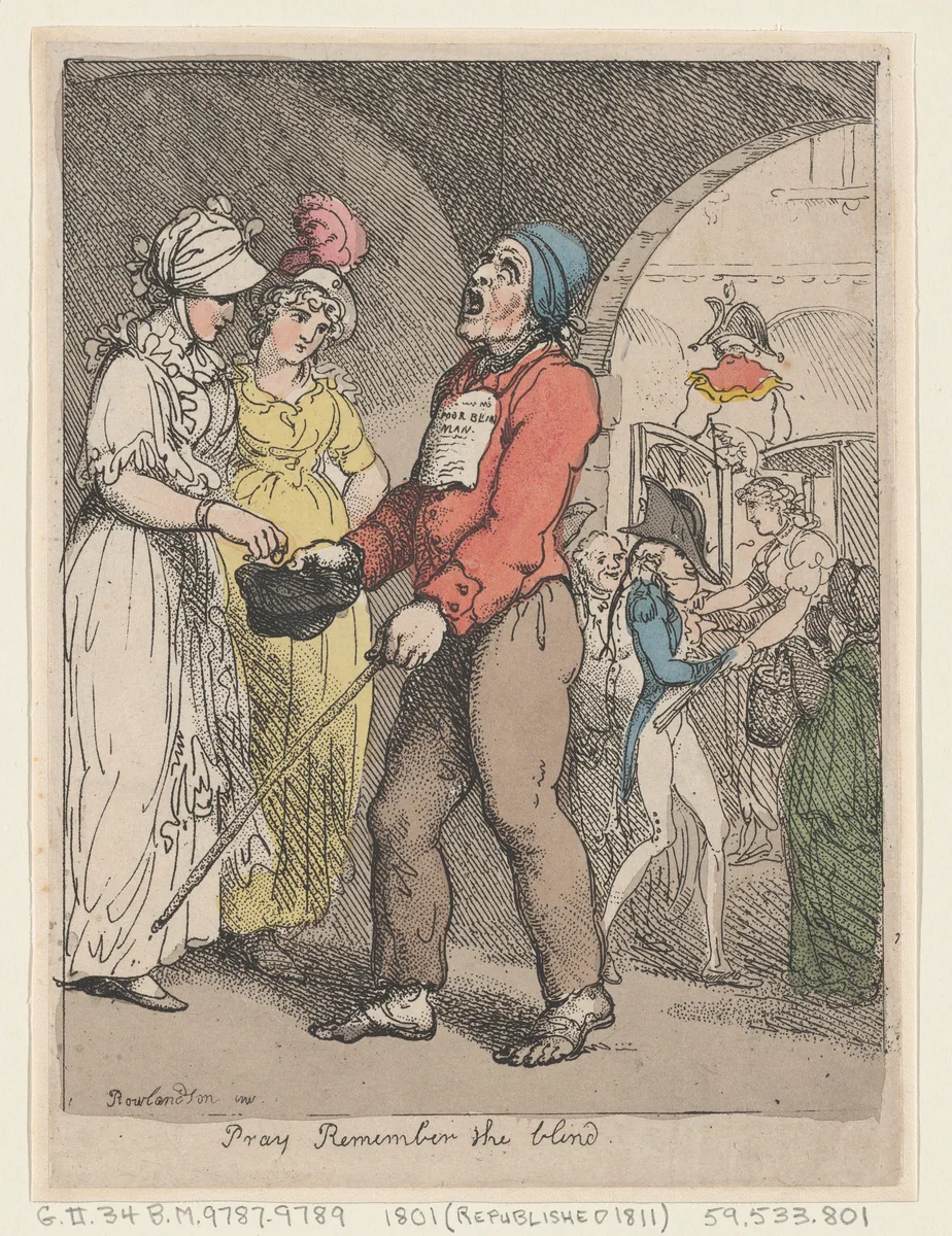 Pray Remember the Blind by Thomas Rowlandson, print, 1801