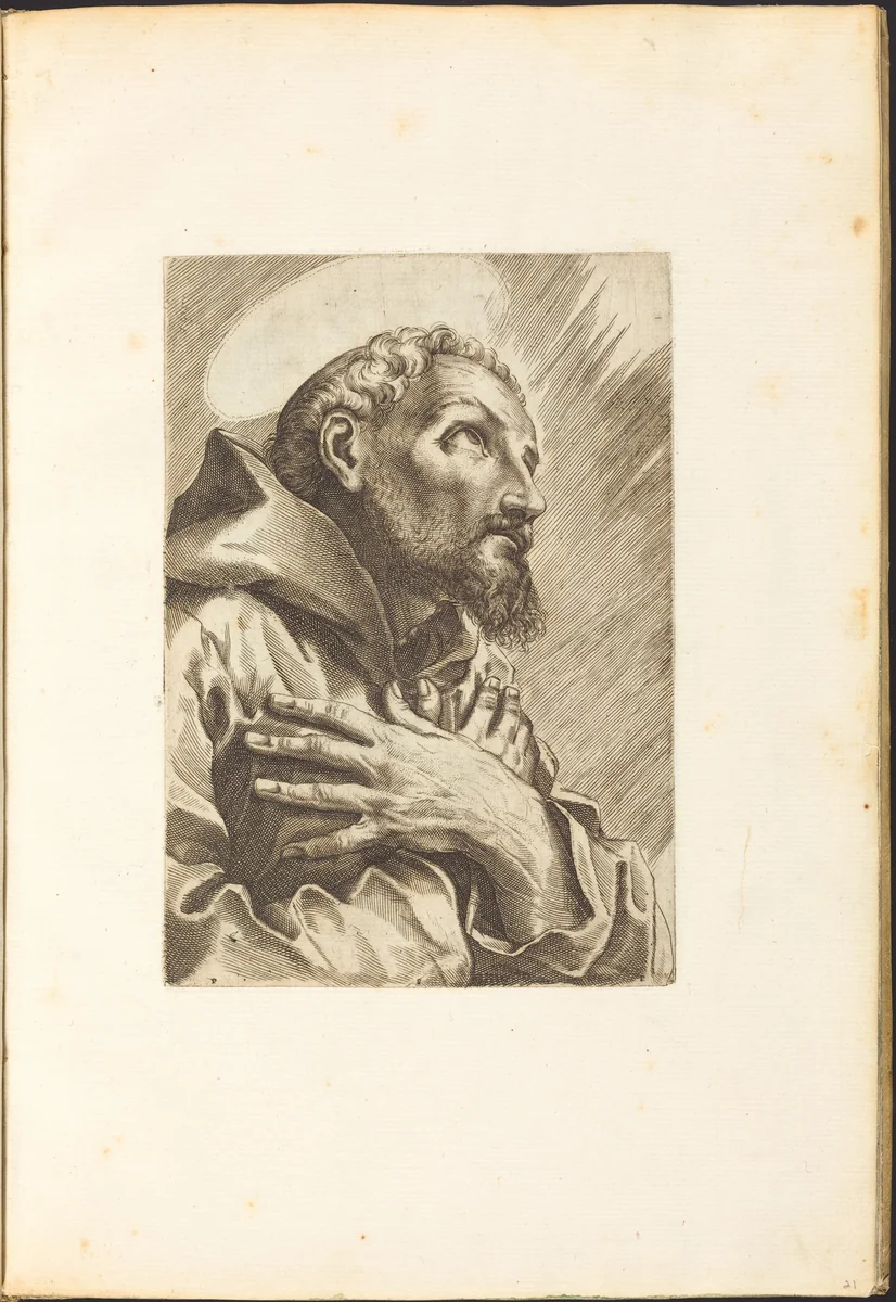 Saint Francis of Assisi by Luca Ciamberlano, print, 1610-1620