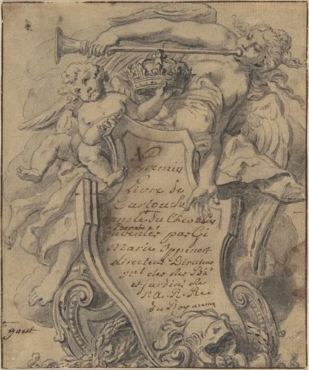 Study for a Cartouche by Gilles Marie Oppenord, drawing, 1672-1742