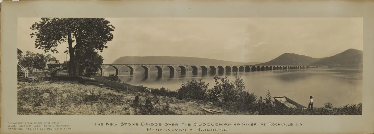 The New Stone Bridge over the Susquehanna River at Rockville, Pennsylvania by William H. Rau, photograph, 1900