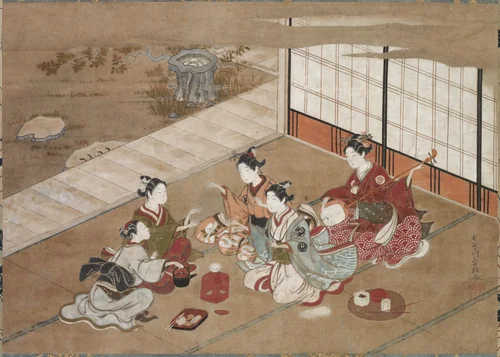 Playing the "Hand Game" by Hasegawa Yasumasa, painting, 1755-1765