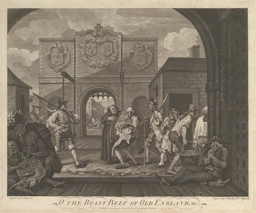 O the Roast Beef of Old England--The Gate of Caiais by William Hogarth, print, 1749