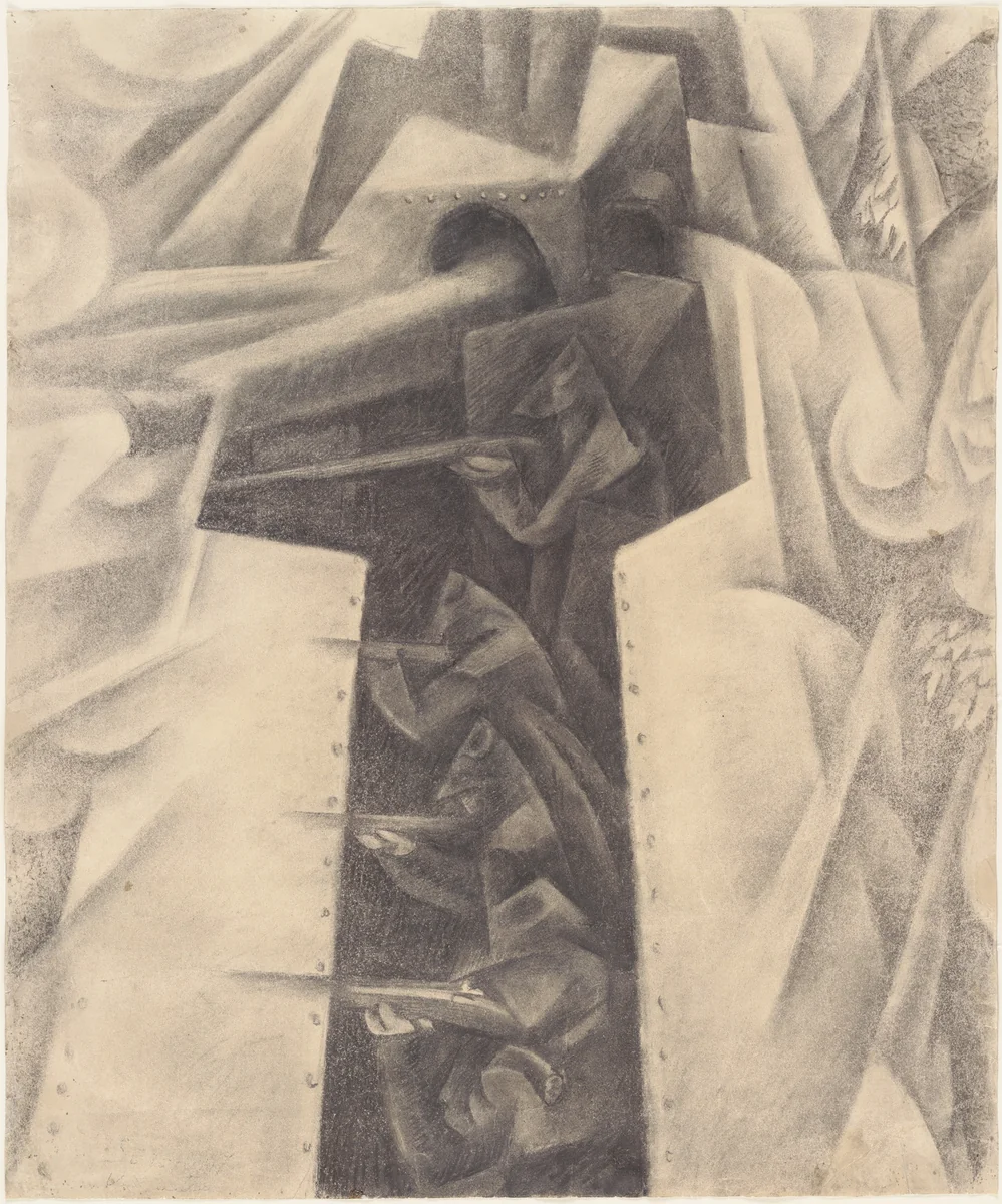 Armored Train in Action by Gino Severini, drawing, 1915