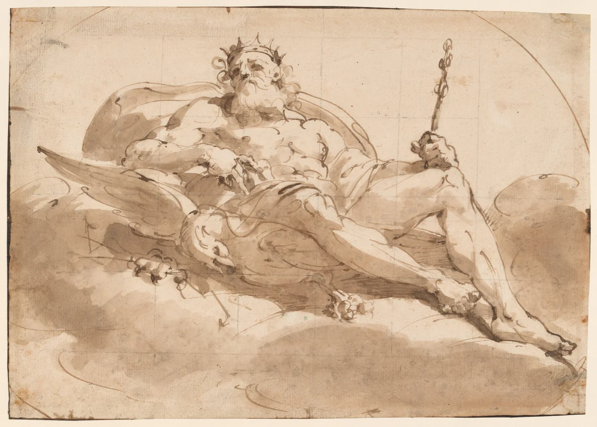 Jupiter by Ubaldo Gandolfi, drawing, 1753-1763