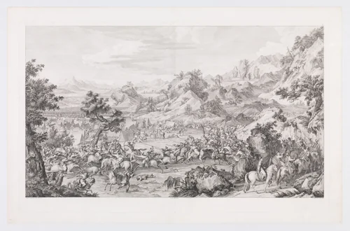 Storming the Camp at Mount Gadan by Jacques-Philippe Le Bas, print, 1769